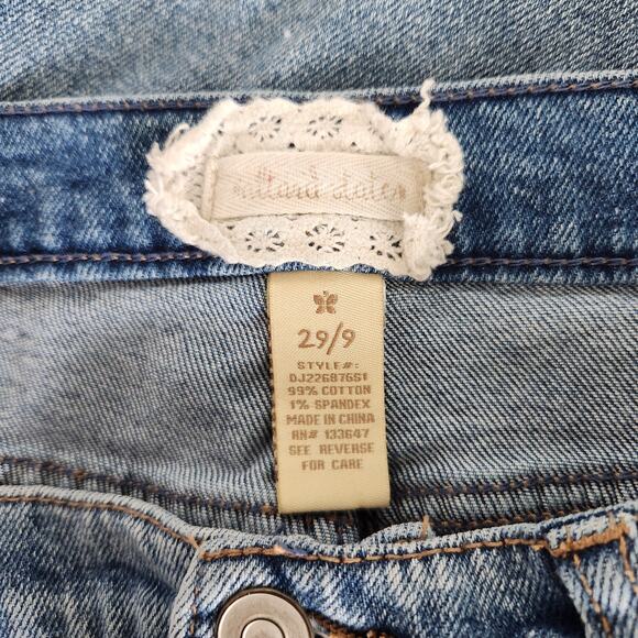 Altar'd State High Waisted Flare Jeans Distressed Ripped Blue Denim Wide Leg 29 - Picture 9 of 10